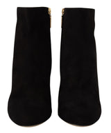 Dolce & Gabbana Elegant Suede Ankle Boots with Crystal Embellishment