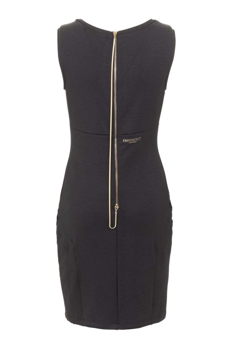 Imperfect Elegant Black Bodycon Dress with Stretch