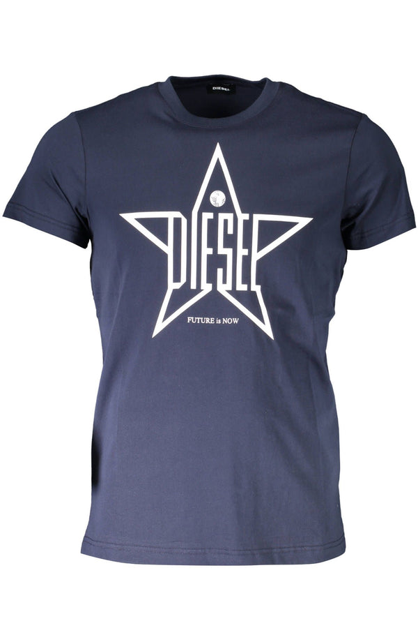 Diesel Classic Blue Round Neck Cotton Tee