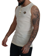 Dolce & Gabbana Sleeveless Henley Wool Blend T-Shirt