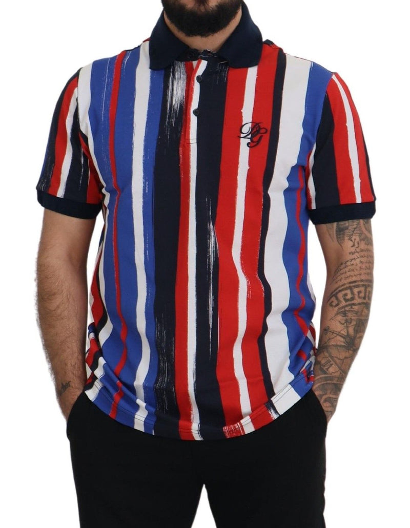 Dolce & Gabbana Elegant Striped Cotton Polo T-shirt