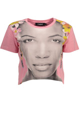 Desigual Chic Pink Embellished Cotton Tee