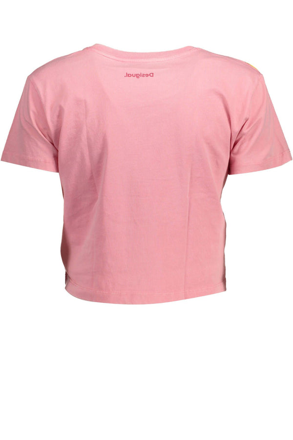 Desigual Chic Pink Embellished Cotton Tee