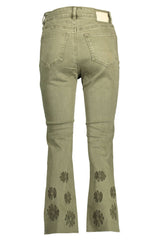 Desigual Embroidered Contrast Stitch Green Jeans