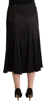 Blumarine Elegant High Waist Midi Black Skirt