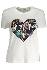 Desigual Elegant White Tee with Exclusive Applique Detail