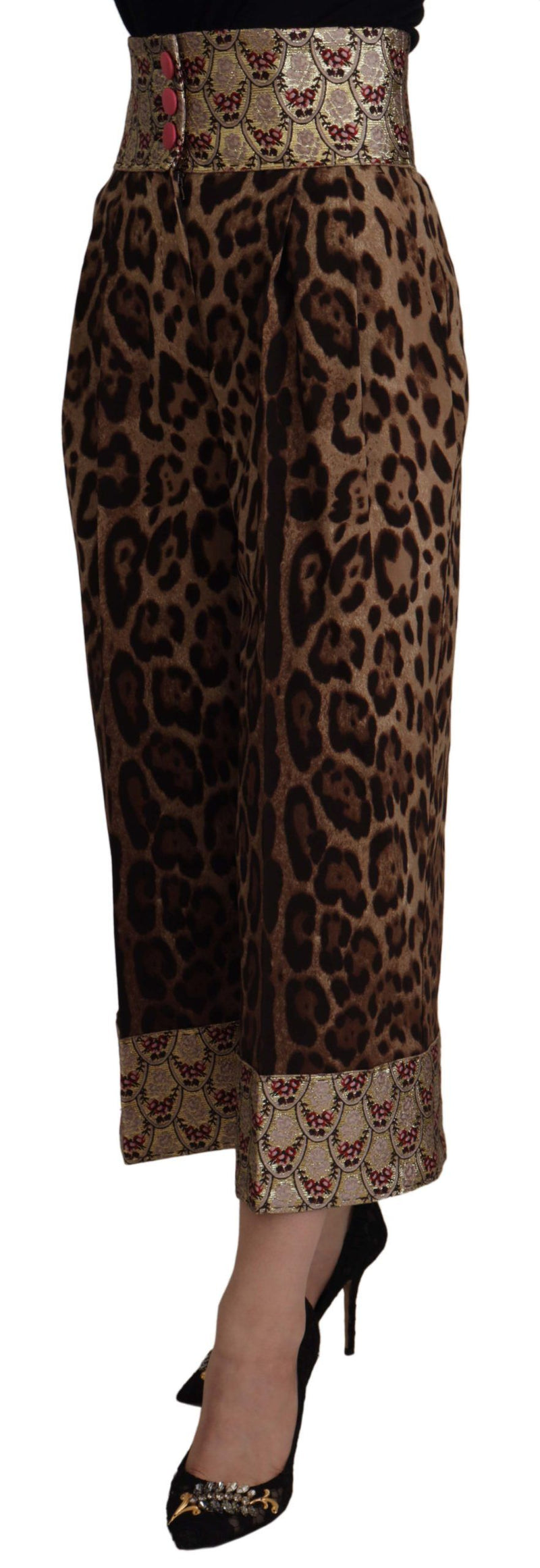 Dolce & Gabbana High Waist Cropped Leopard Jacquard Pants