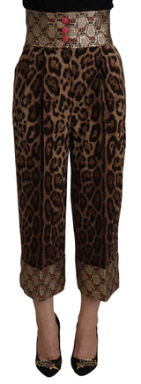 Dolce & Gabbana High Waist Cropped Leopard Jacquard Pants