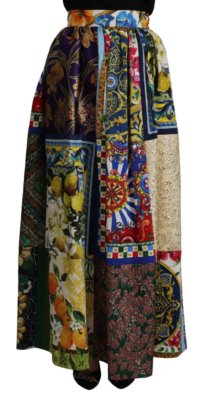 Dolce & Gabbana High Waist Maxi Skirt with Sicilian Patterns