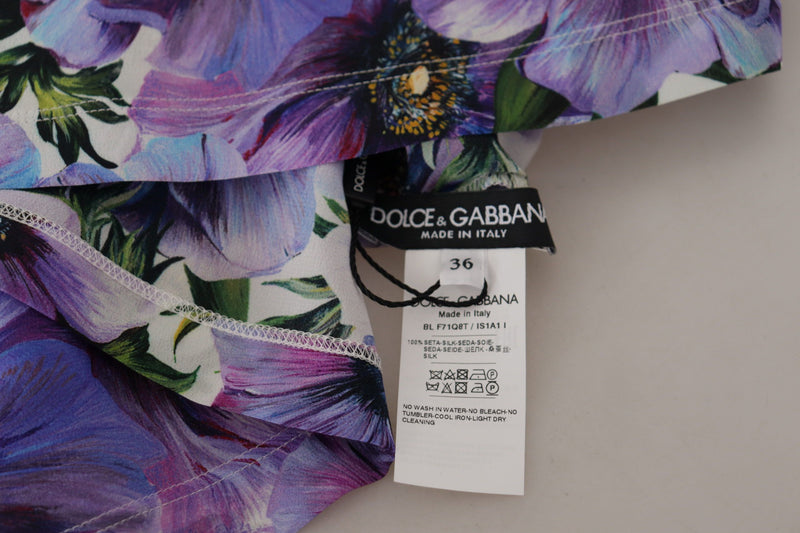 Dolce & Gabbana Elegant Floral Silk Long Sleeve Blouse