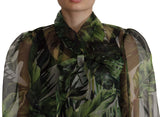 Dolce & Gabbana Elegant Green Banana Leaf Silk Blouse Top