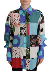 Dolce & Gabbana Elegant Multicolor Silk Floral Polka Dot Blouse