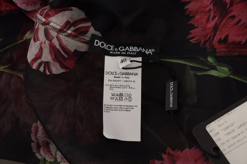 Dolce & Gabbana Elegant Floral Silk Scarf Neck Blouse