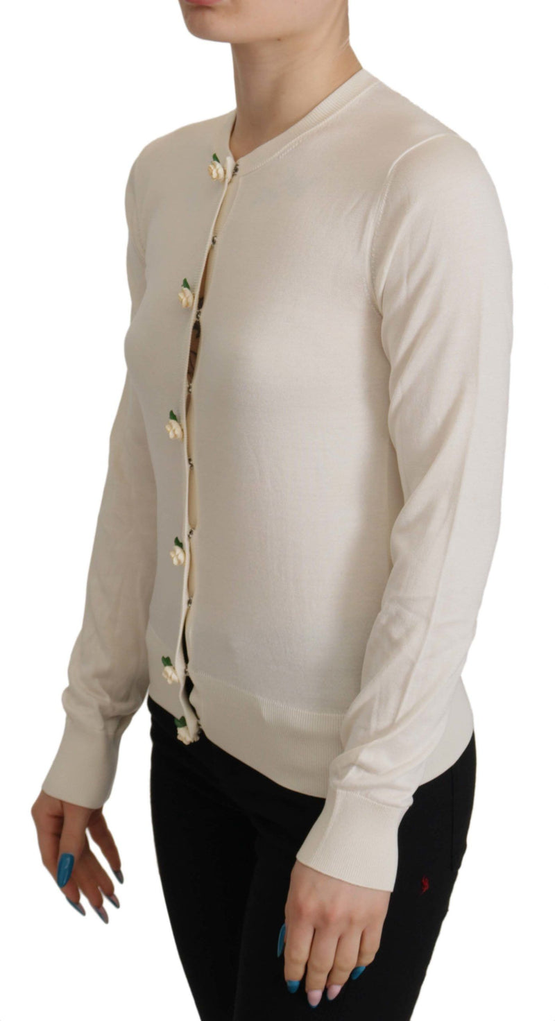 Dolce & Gabbana Elegant Off-White Silk Cardigan