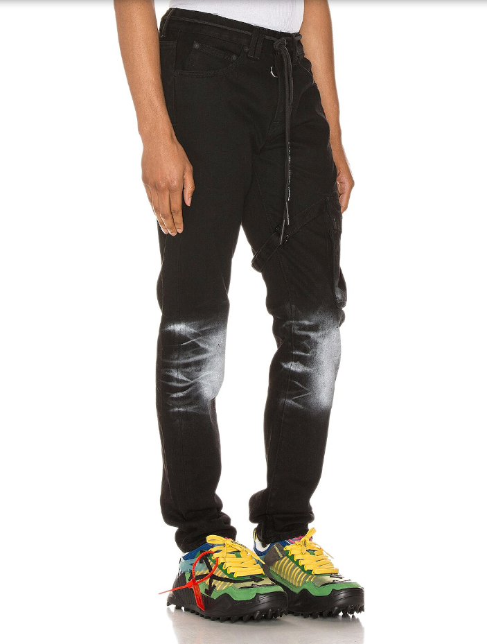 Off-White Elevated Black Cotton Cargo Trousers with Metal Details