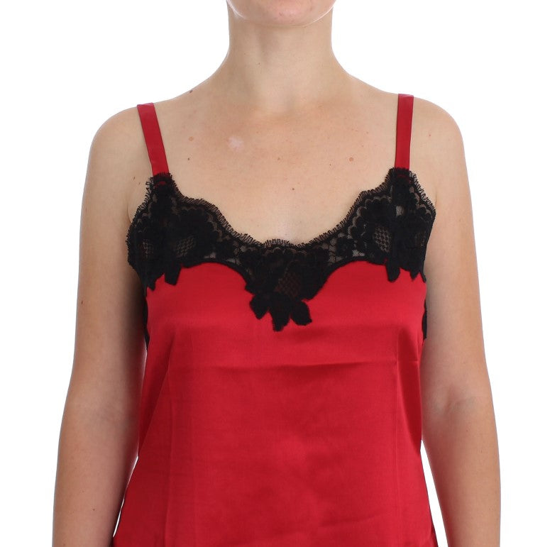 Dolce & Gabbana Red Silk Lace Chemise Dress