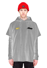 Off-White Dual-Layer Cotton Hooded Sweatshirt in Gray