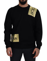 Dolce & Gabbana Elegant Gold-Embroidered Black Wool Sweater