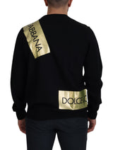 Dolce & Gabbana Elegant Gold-Embroidered Black Wool Sweater