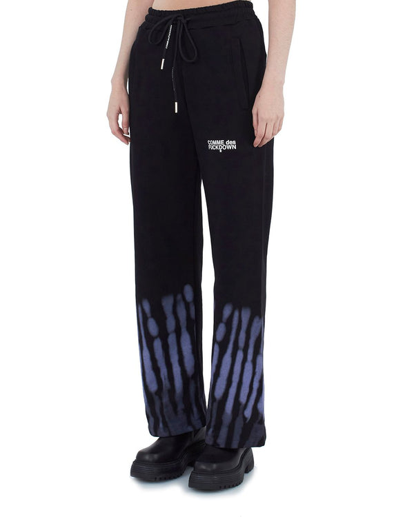 Comme Des Fuckdown Abstract Print Palazzo Pants with Bold Logo