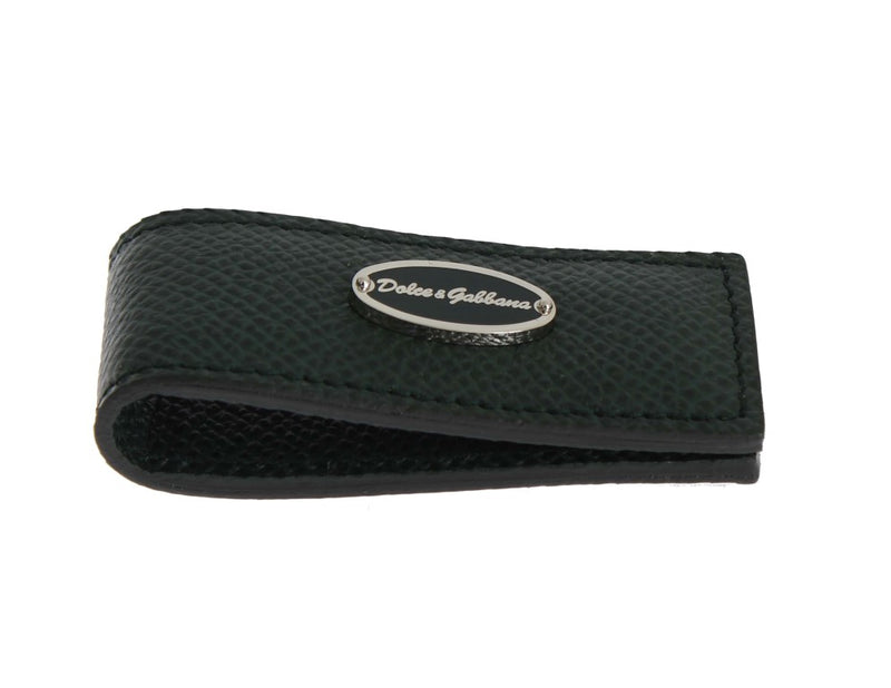 Dolce & Gabbana Elegant Green Leather Money Clip