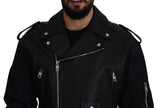 Dolce & Gabbana Sleek Biker Motorcycle Black Belted Jacket