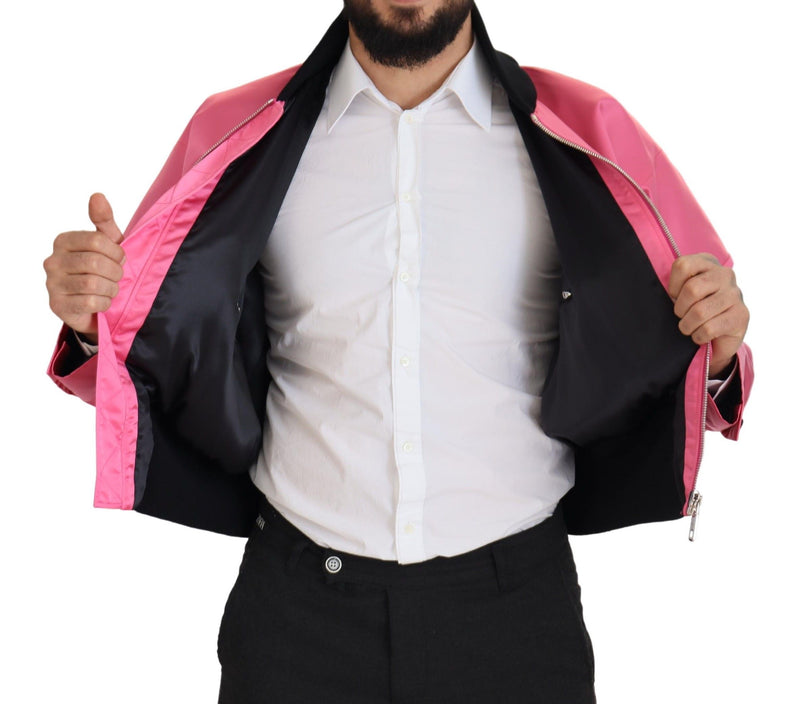 Dolce & Gabbana Elegant Pink Nylon Bomber Jacket