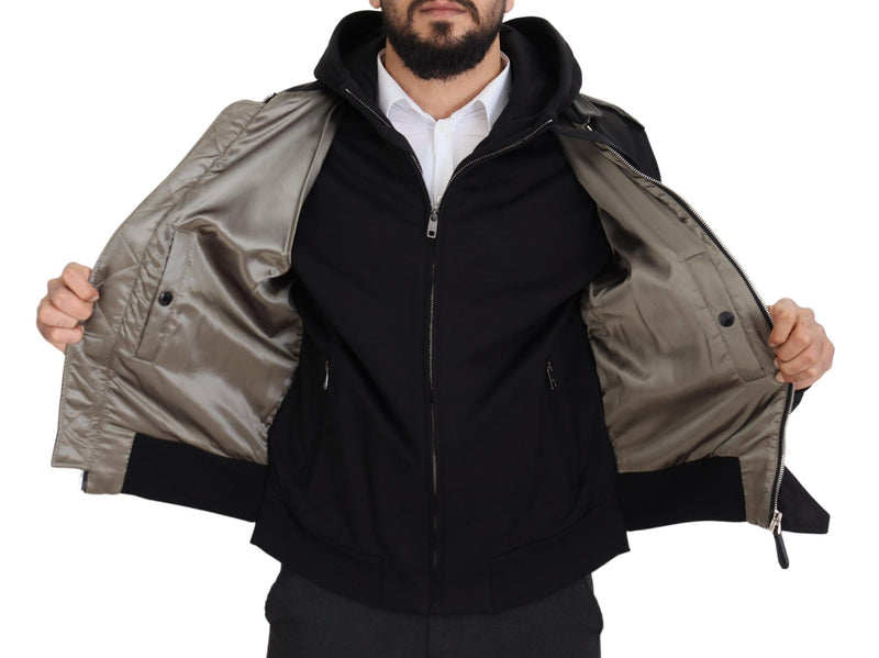 Dolce & Gabbana Elegant Nylon Bomber Jacket with Hood