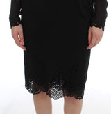 Dolce & Gabbana Elegant Black Floral Lace Sheath Dress