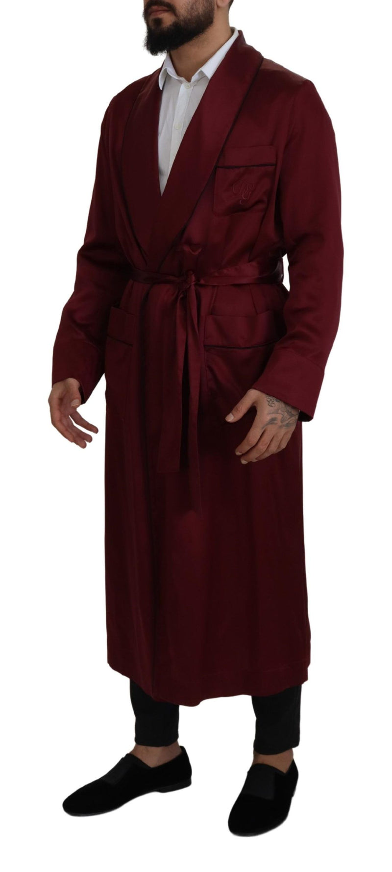 Dolce & Gabbana Elegant Bordeaux Silk Jacket Robe