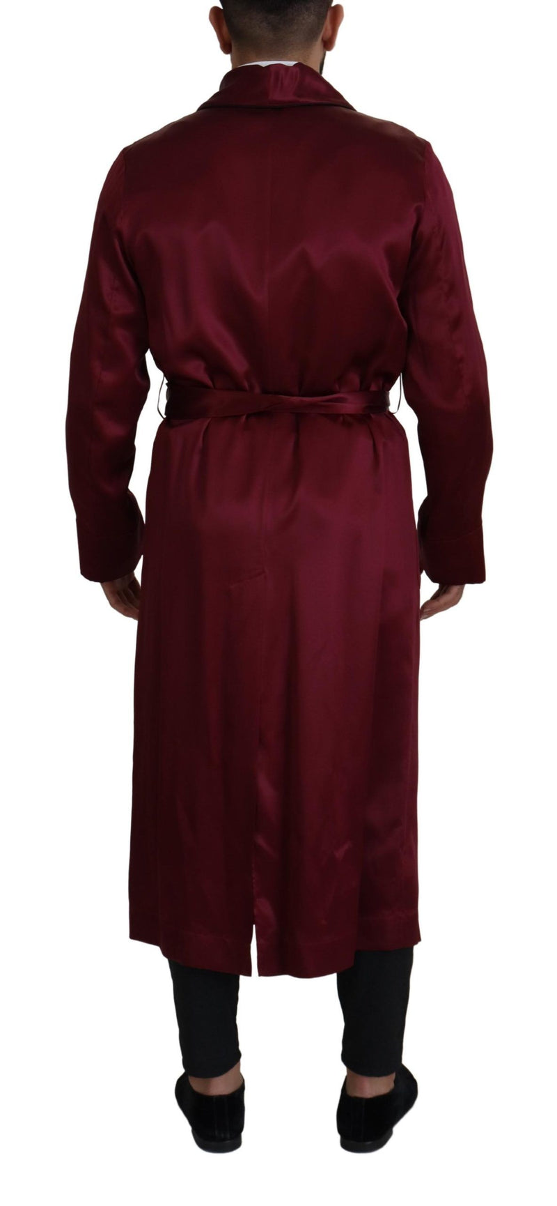 Dolce & Gabbana Elegant Bordeaux Silk Jacket Robe