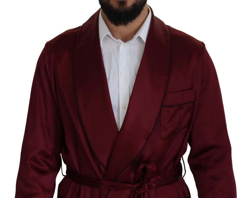 Dolce & Gabbana Elegant Bordeaux Silk Jacket Robe