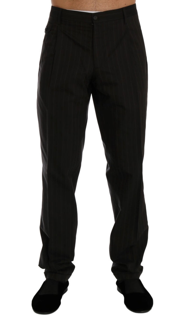 Dolce & Gabbana Elegant Brown Striped Dress Trousers