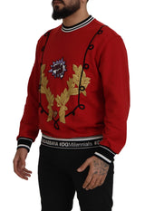 Dolce & Gabbana Dazzling Sequined Red Pullover Sweater