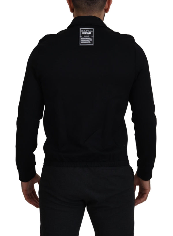 Dolce & Gabbana Elegant Full Zip Black and White Sweater