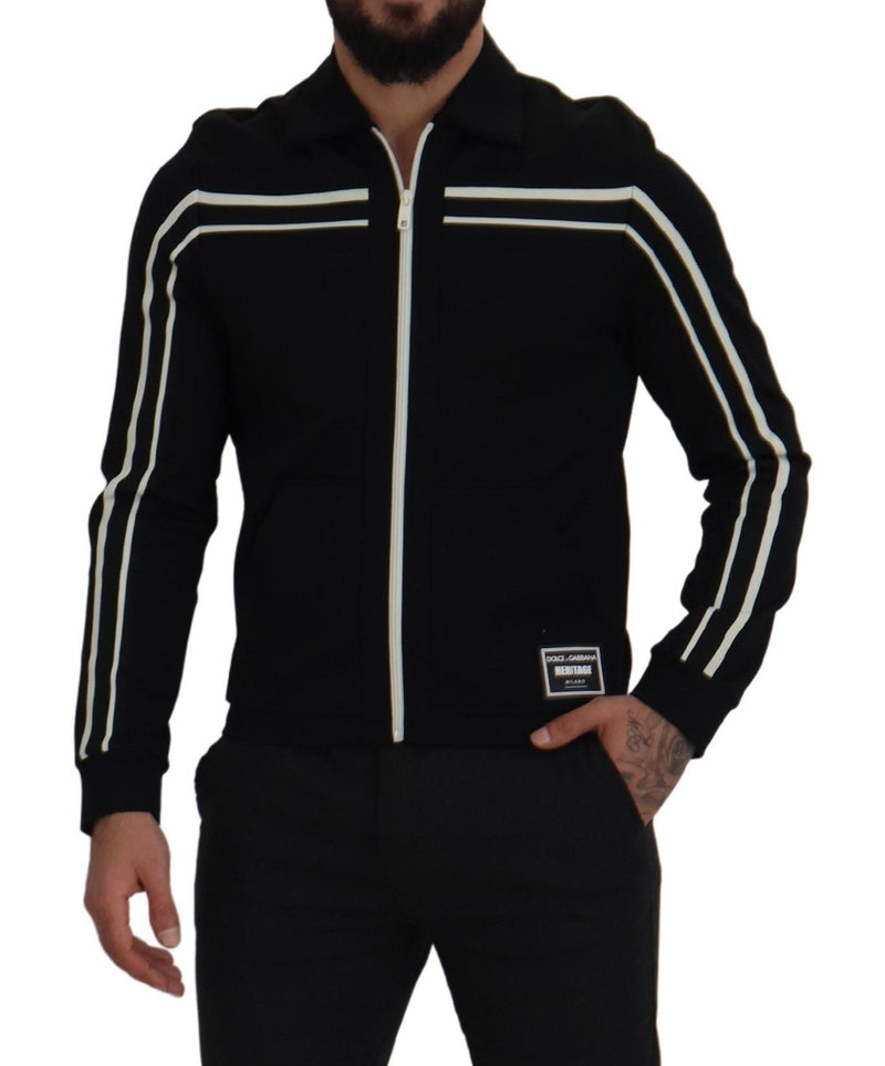 Dolce & Gabbana Elegant Full Zip Black and White Sweater