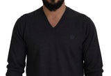 Dolce & Gabbana Elegant V-Neck Crown Wool Sweater