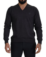 Dolce & Gabbana Elegant V-Neck Crown Wool Sweater