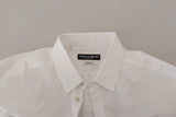 Dolce & Gabbana Elegant White Peacock Feather Dress Shirt