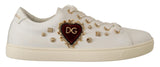 Dolce & Gabbana Studded Heart Leather Sneakers - Pure Elegance