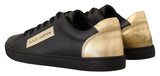 Dolce & Gabbana Elegant Black and Gold Low-top Leather Sneakers