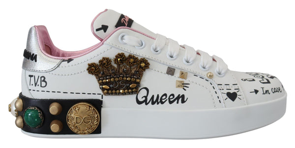 Dolce & Gabbana Queen Crown Chic Leather Sneakers