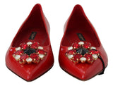 Dolce & Gabbana Red Suede Crystal Loafers - Exquisite Elegance