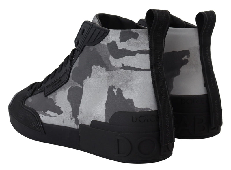 Dolce & Gabbana Camo Gray High-Top Sneakers