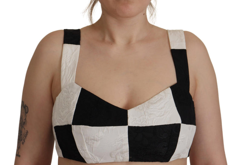 Dolce & Gabbana Elegant Checkered Sleeveless Bustier Corset