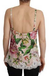 Dolce & Gabbana Elegant Silk Blend Lace Trim Camisole