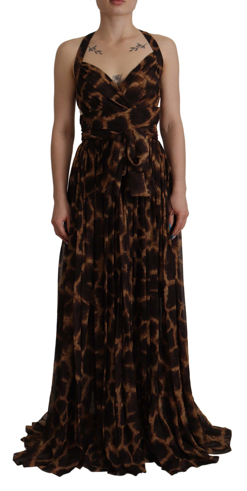 Dolce & Gabbana Elegant Leopard Print Silk Gown Dress