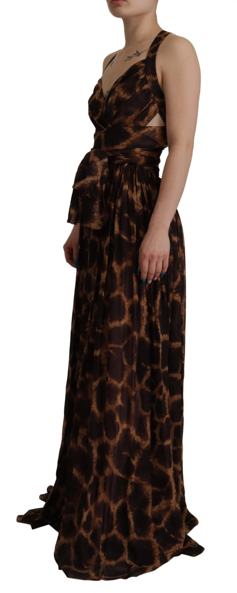 Dolce & Gabbana Elegant Leopard Print Silk Gown Dress