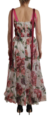 Dolce & Gabbana Elegant Multicolor Silk Roses Maxi Dress