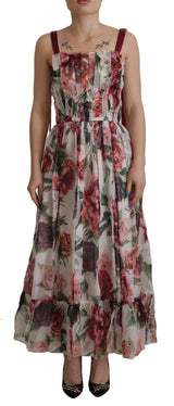 Dolce & Gabbana Elegant Multicolor Silk Roses Maxi Dress